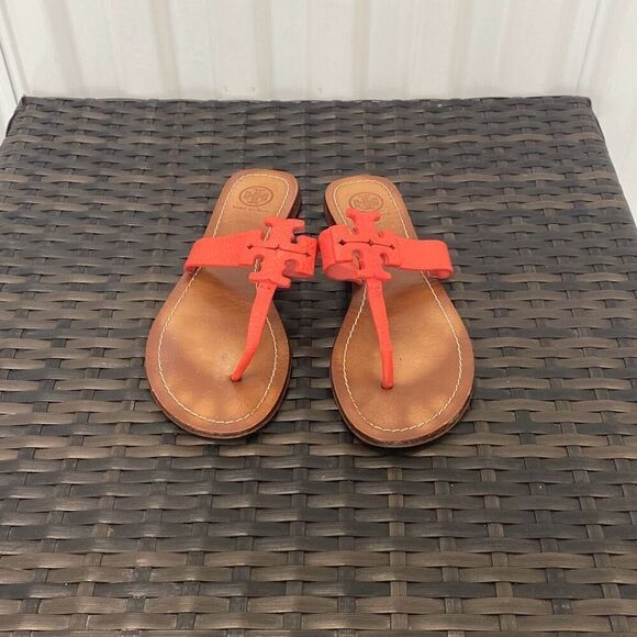 Tory Burch Tong Poppy Coral Sandals - Picture 1 of 7